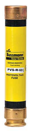 EATON BUSSMANN Solar Fuse, PVS-R Series, 60A, Fast-Acting, 600V AC, Cylindrical PVS-R-60