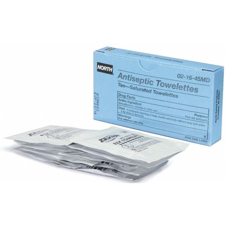 Honeywell North Antiseptic Towelettes, 1 x 2-1/2 In, PK10 021645MD