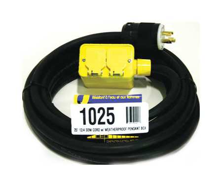 Southwire Extension Cord, 25ft, 12/4, 20A, SOW, Black LIV1025
