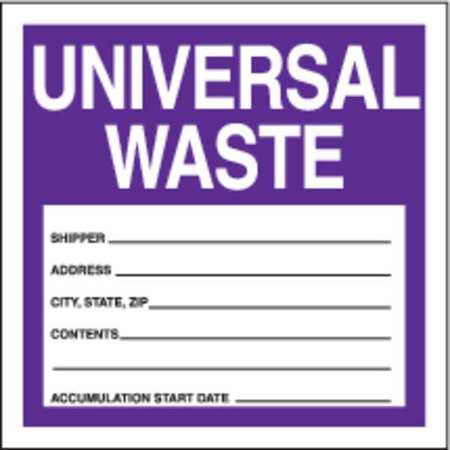 ACCUFORM Haz Waste Label, Universal Waste, 6x6 in, Poly, 250/RL MHZW16EVL