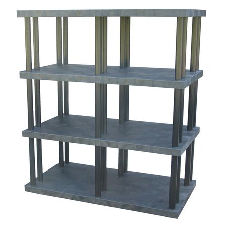 STRUCTURAL PLASTICS Freestanding Plastic Shelving Unit, Open Style, 36 in D, 66 in W, 75 in H, 4 Shelves, Black ST6636x4