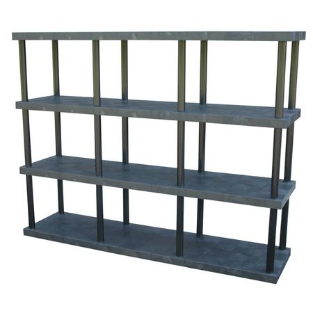 STRUCTURAL PLASTICS Freestanding Plastic Shelving Unit, Open Style, 24 in D, 96 in W, 75 in H, 4 Shelves, Black ST9624x4