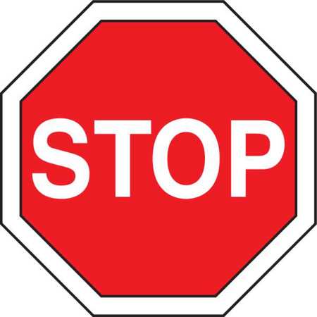 BRADY Stop Sign, 18" W, 18" H, English, Aluminum, Red, White, Thickness: .090 In. 95043