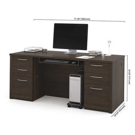 EMBASSY Executive Desk, 29.7" D, 71.1" W, 30.4" H, Dark Chocolate, Melamine 60890-79