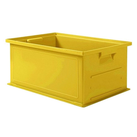 SSI SCHAEFER Straight Wall Container, Yellow, Polyethylene, 19 in L, 13 in W, 8 in H, 0.74 cu ft Volume Capacity 1462.191308YL1