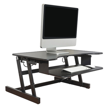 LORELL Monitor Riser, Sit-To-Stand, Black LLR81974