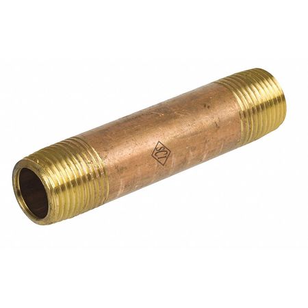 SMITH-COOPER 1/2" MNPT x 2 ft. TBE Brass Pipe Nipple Sch 40 4385011410