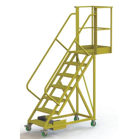 TRI-ARC 112 in H Steel Cantilever Rolling Ladder, 7 Steps, 300 lb Load Capacity UCU500720246
