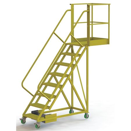 TRI-ARC 122 in H Steel Cantilever Rolling Ladder, 8 Steps, 300 lb Load Capacity UCU500830242