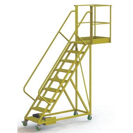TRI-ARC 132 in H Steel Cantilever Rolling Ladder, 9 Steps, 300 lb Load Capacity UCU500930242
