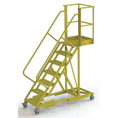 TRI-ARC 112 in H Steel Cantilever Rolling Ladder, 7 Steps, 300 lb Load Capacity UCS500720246