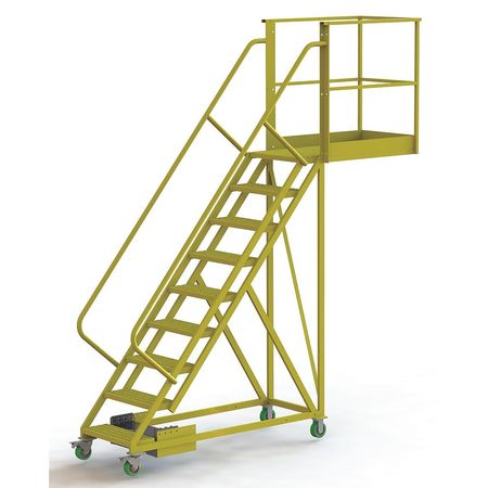 TRI-ARC 132 in H Steel Cantilever Rolling Ladder, 9 Steps, 300 lb Load Capacity UCU500940246