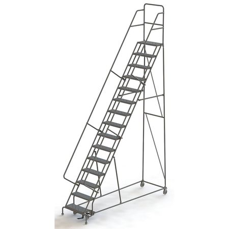 Tri-Arc 186 in H Steel Rolling Ladder, 15 Steps, 450 lb Load Capacity KDSR115246
