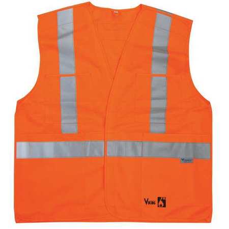 Viking Flame Resist Vest, Class 2, S/M, Orange 6136FR-S/M