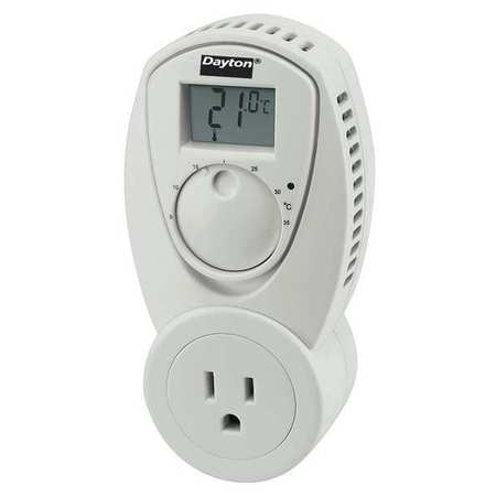 DAYTON Portable Heating Thermostat, Open on Rise, 5 Degrees to 35 Degrees C 15F626