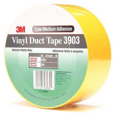 3M Duct Tape, 2 x 50 yd, 6.5 mil, Yellow, Vinyl 3903