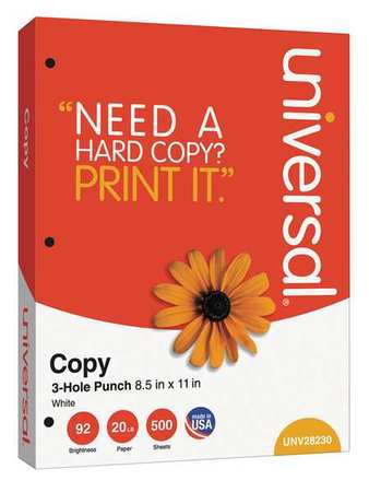 UNIVERSAL Multi Paper, 8-1/2 x 11 In, White, PK5000 UNV28230