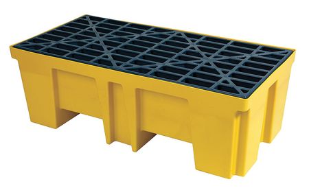 BRADY Drum Spill Containment Pallet, 68.75 gal Spill Capacity, 2 Drum, 2500 lb, High Density Polyethylene SC-DP2