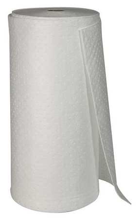 BRADY Absorbent Roll, 70 gal, 3 ft x 144 ft, Oil-Based Liquids, White, Polypropylene SPC150