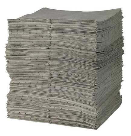 Brady Absorbent Pad, 34 gal, 15 in x 17 in, Universal, Gray, Polypropylene BPU200