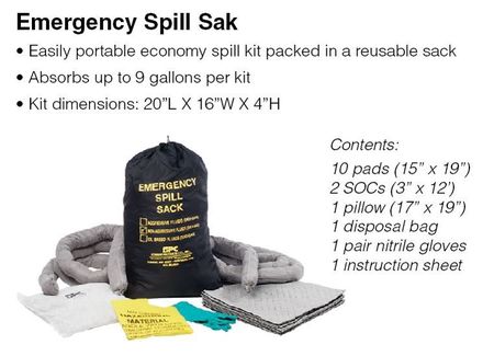 Brady Spill Kit, Oil-Based Liquids, Black SKO-SAK