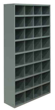 Durham Mfg Prime Cold Rolled Steel Pigeonhole Bin Unit, 12 in D x 64 1/2 in H x 33 3/4 in W, 8 Shelves, Gray 725-95