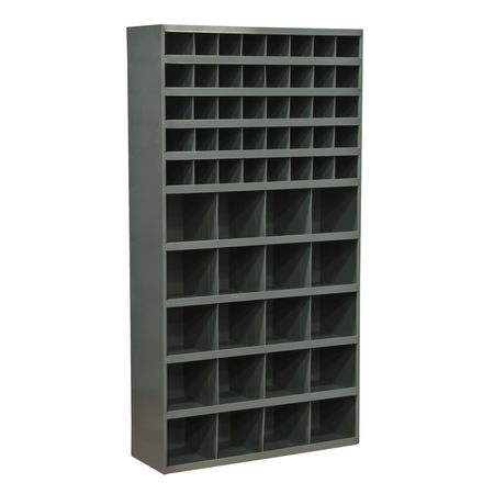 Durham Mfg Prime Cold Rolled Steel Pigeonhole Bin Unit, 12 in D x 64 1/2 in H x 33 3/4 in W, 10 Shelves, Gray 730-95