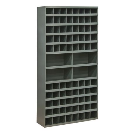Durham Mfg Prime Cold Rolled Steel Pigeonhole Bin Unit, 12 in D x 64 1/2 in H x 33 3/4 in W, 12 Shelves, Gray 735-95