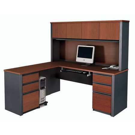 Bestar L Shaped Desk, 62.8" D, 71.1" W, 66.8" H, Bordeaux/Graphite, Melamine 99852-39