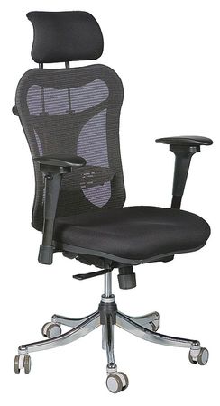 Mooreco Fabric Executive Chair, 17" to 20", Adjustable Arms 34434
