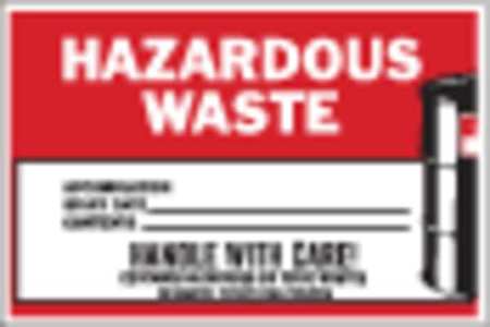BRADY Hazardous Waste Label, Vinyl, PK100 121063