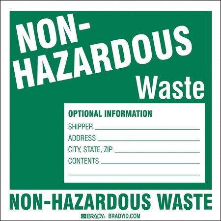 BRADY Hazardous Waste Label, Vinyl, PK100 121154