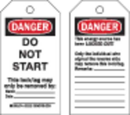 BRADY Danger Tag, 5-3/4 x 3 In, Cardstock, PK25 65446