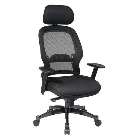 OFFICE STAR Executive Chair, Mesh, 19-3/4" to 22-1/2" Height, Adjustable Arms, Black 25004