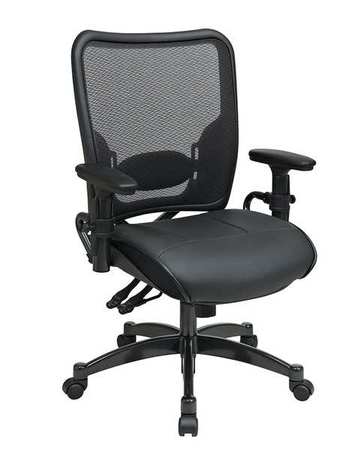 OFFICE STAR Managerial Chair, Leather, 18-1/4" to 22-1/2" Height, Black 6876