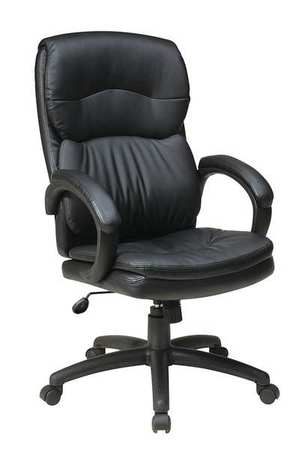 OFFICE STAR Leather Executive Chair, 18-1/2" to 22", Padded Arms, Black EC9230-EC3