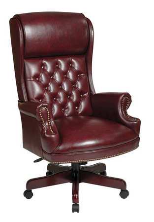 Office Star Vinyl Executive Chair, 20-1/4" to 23", Fixed Arms, Brown TEX228-JT4