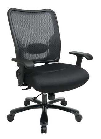OFFICE STAR Big and Tall Chair, Mesh, 19-7/8" to 22-5/8" Height, Adjustable Arms, Black 75-37A773