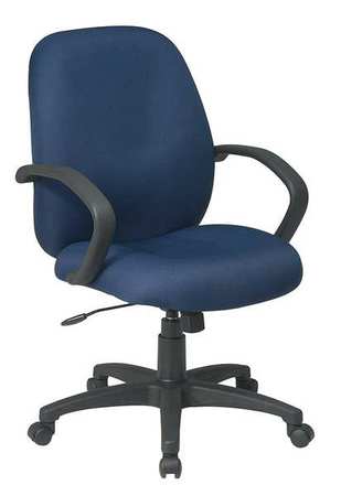 OFFICE STAR Fabric Executive Chair, 19-1/2" to 24-3/8", Fixed Arms, Blue EX2651-225