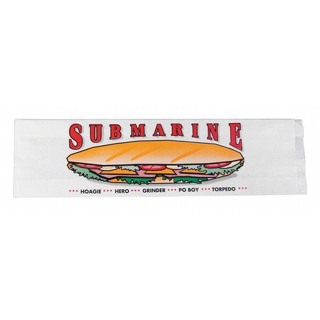 VALUE BRAND White Sub Bags, 4 1/2 x 2 x 16", PK1000 E-7095