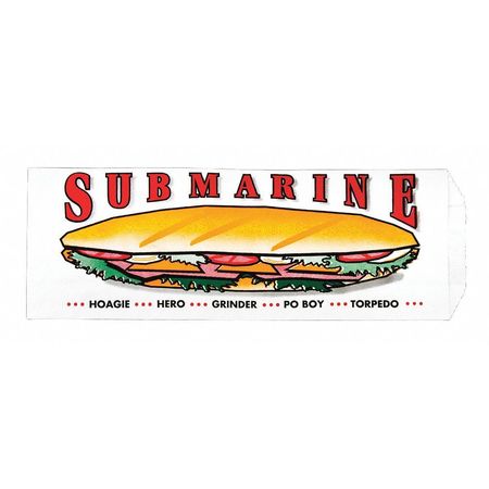 VALUE BRAND White Sub Bags, 4 1/2 x 2 x 12", PK 1000 E-7096