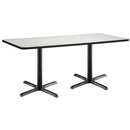 KFI Rectangle KFI 36" x 72" Pedestal Table with Crisp Linen Top, Black X-Base, 72 W, 36 L, 29 H T3672-B2025-BK-CL