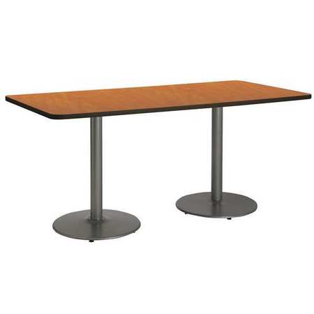 KFI Rectangle KFI 30" x 72" Conference Table with Medium Oak Top, Round Silver Base, 72 W, 30 L, 29 H T3072-B1917-SL-MO