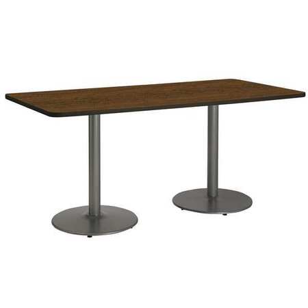 KFI Rectangle KFI 30" x 72" Conference Table with Walnut Top, Round Silver Base, 72 W, 30 L, 29 H T3072-B1917-SL-WL