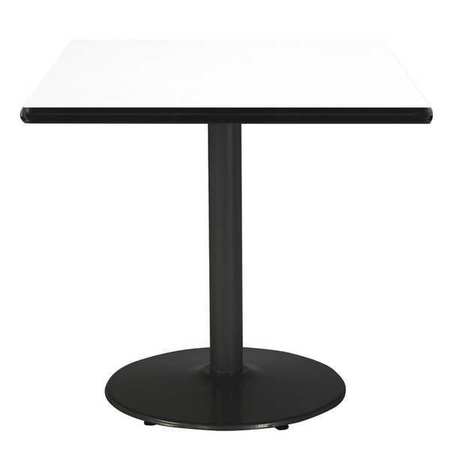 Kfi Square KFI 30" Square Breakroom Table with Crisp Linen Top, Round Black Base, 30 W, 30 L, 29 H T30SQ-B1917-BK-CL