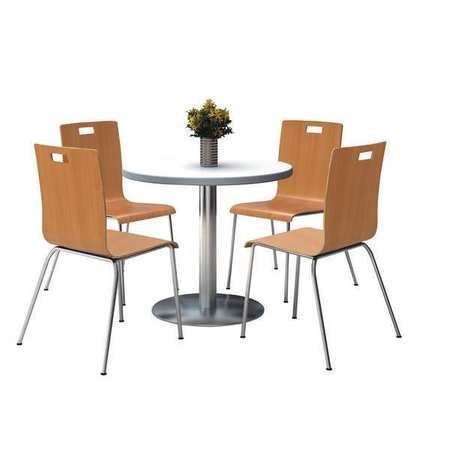 KFI Round Breakroom Table And Chair Set, 34"(Chair) H, Wood Top, Crisp Linen T36RD-B1922SL-CRISP LINEN-9222CH-NA