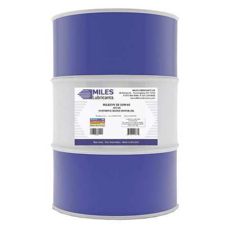 MILES LUBRICANTS Motor Oil, 10W-40, Synthetic, 55 Gal. M00100401
