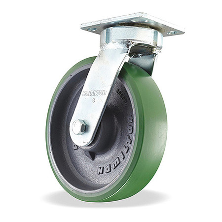 HAMILTON Standard Duty Kingpinless Caster, 8" x 2" Duralast Polyurethane (95A) on Cast Iron Wheels S-52K-8DB