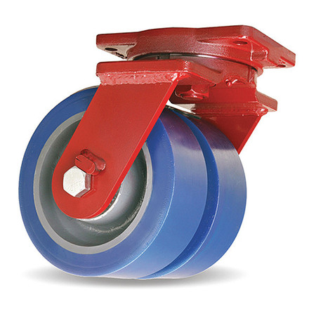 HAMILTON Extra Heavy Duty Dual-Wheel Swivel Caster, 8" x 3" DuraGlide Wheel 1" thick Polyurethane Wheels S-EHD2-83GB95