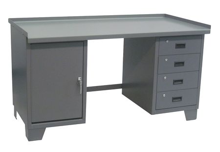 JAMCO Heavy Duty Work desks, Steel, 72" W, 31" Height, 2000 lb., Pedestal WY372GP